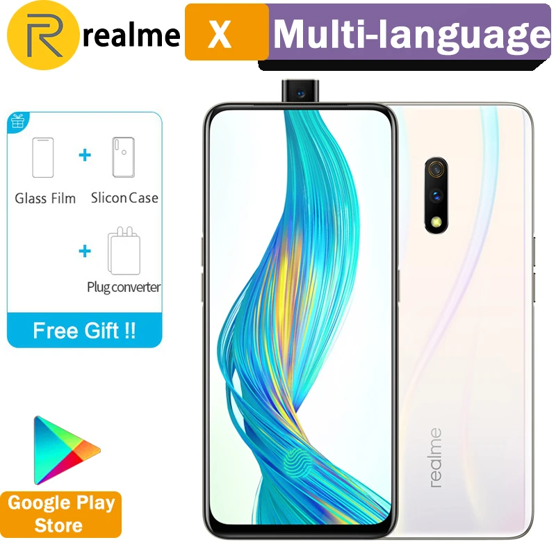 Realme X 4 Гб 64 Snapdragon 710 AIE Octa Core 6 53 ''экран мобильный телефон 48MP двойная задняя