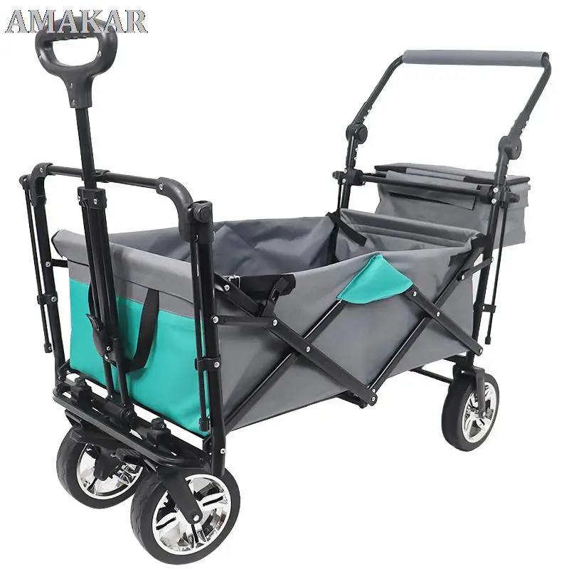 

Многофункциональная Складная Походная тележка на колесах, четырехколесная Тележка для покупок, тележка для садоводства, складная Тяжелая ...