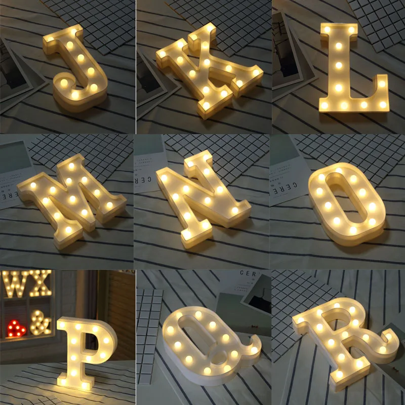 

1pcs Alphabet Light Night Lights Battery Operated Romantic Decoration Gifts 26 Letter Valentines Day Symbol Modeling
