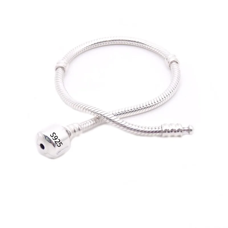 

Never Fade 100% Original 925 Solid Silver Chain Charm Bracelet with S925 Logo Fit DIY Beads Charms Women Handmade Gift Bracelet
