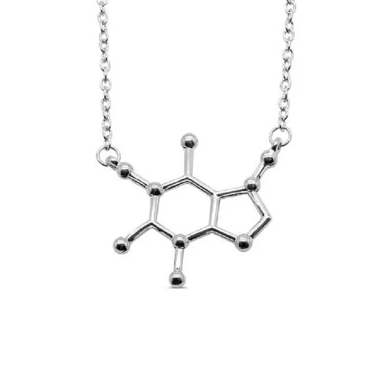 

Chemical Coffee Caffeine Molecular Molecule Science Structure Choker Chain Necklace Water Dopamine Formula Pendant Women Charm