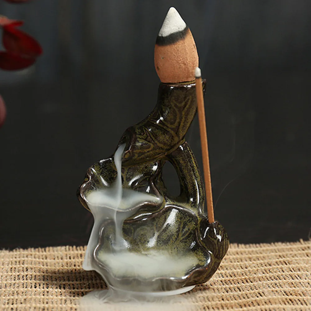Waterfall Incense Burner Backflow Ceramic Incense Holder Incense Fountain Backflow Incense Cones For Home Decor Office