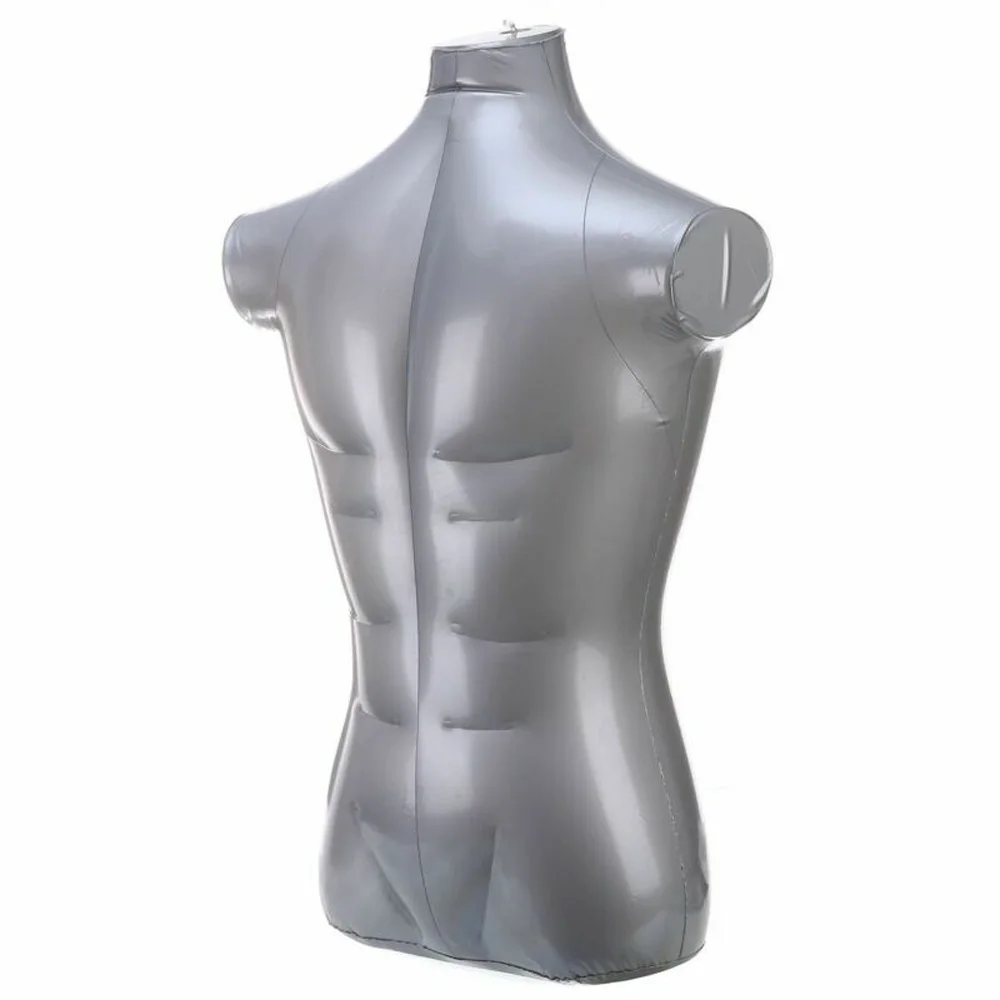 

PVC Plastic Inflatable Torso model Male Form Silver Display Replacement Accessory Armless Clothes