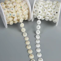 1yards 14mm width imitation pearl beaded chain trim garland strand for door curtain wedding decoration diy with 5mm rhinestones