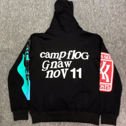 

19ss Kanye West Kids See Ghosts flocking women's men's hooded sweatshirt Hiphop Streetwear man fashion thick graffiti hoode