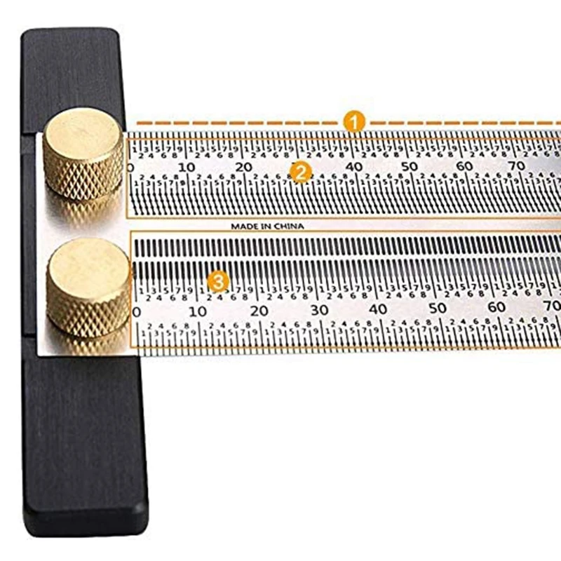 

120mm High-Precision Scale Ruler T-Type Hole Ruler Woodworking Scribing Mark Line Gauge Carpenter Measuring Tool