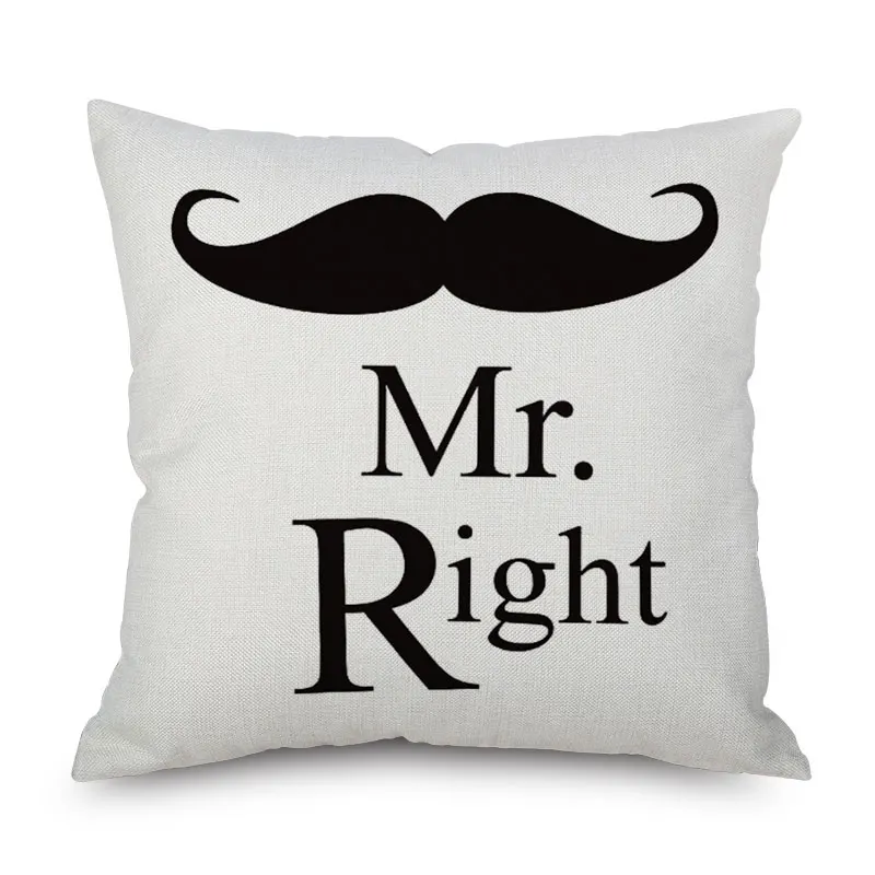 LOVE HOME MR RIGHT английская подушка с надписью Чехлы усы красная рисунком губы чехол