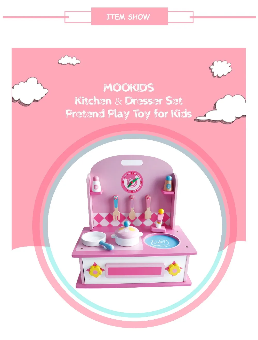 Mookids принцесса развивающие игрушки девочка туалетный столик набор игровой домик дерево Моделирование туалетный столик кухня взаимодействие