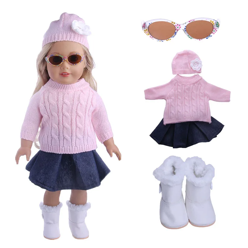 Зимний свитер шерстяная шапочка платье подходит 18 дюймов американскуюи 43 см для