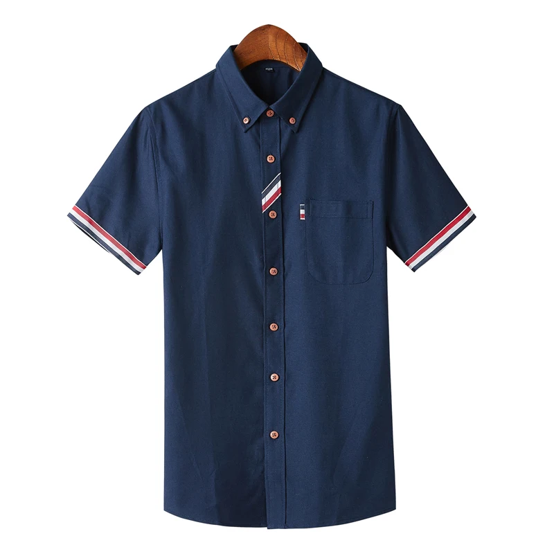 Мужская Летняя однотонная приталенная рубашка черный цвет без нагрудного