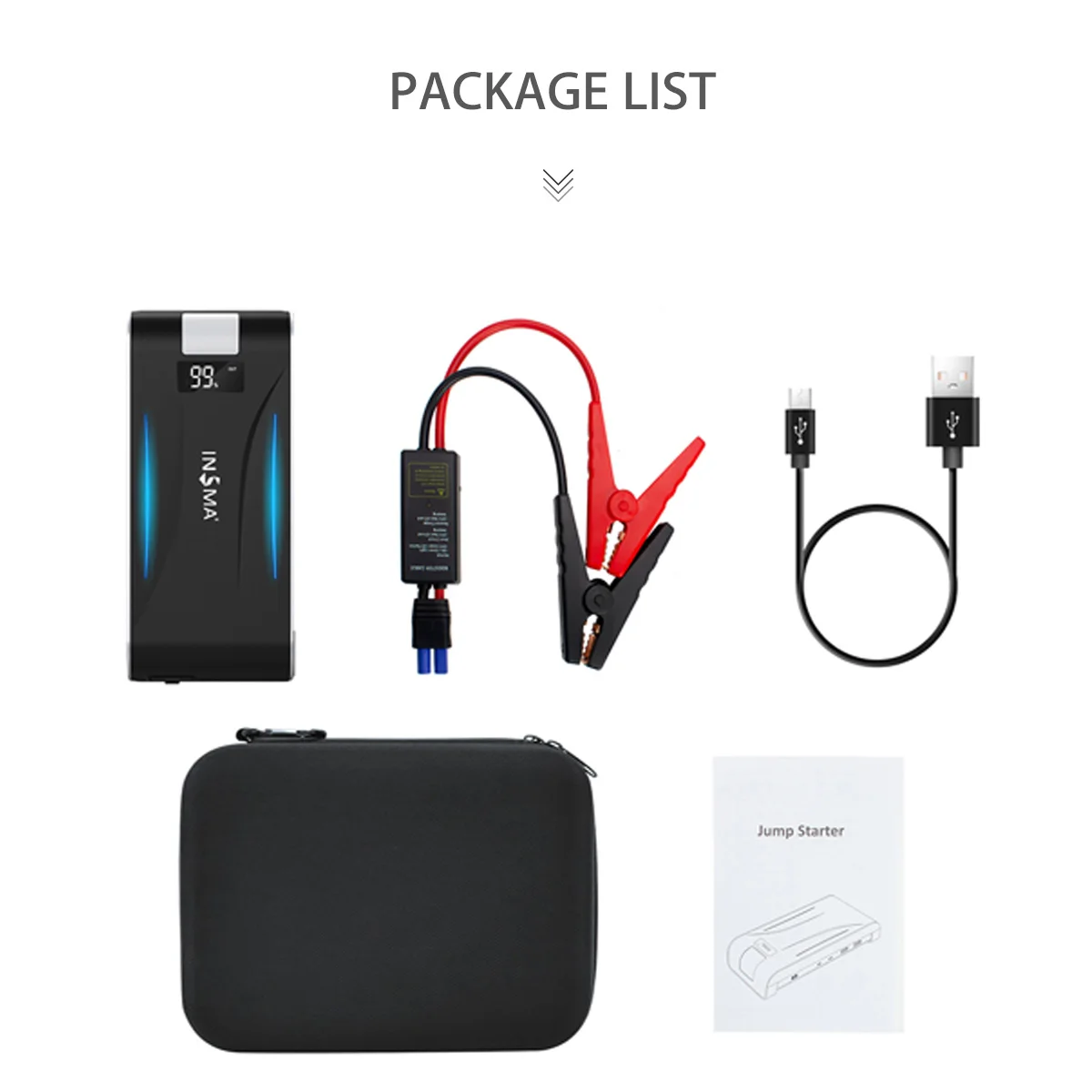 

99999mAh 4 Ports Car Jump Starter Cars Battery Jumper 12V 3.0 Fast Charger USB Type-C Emergency Power Bank SOS LED Flashlight