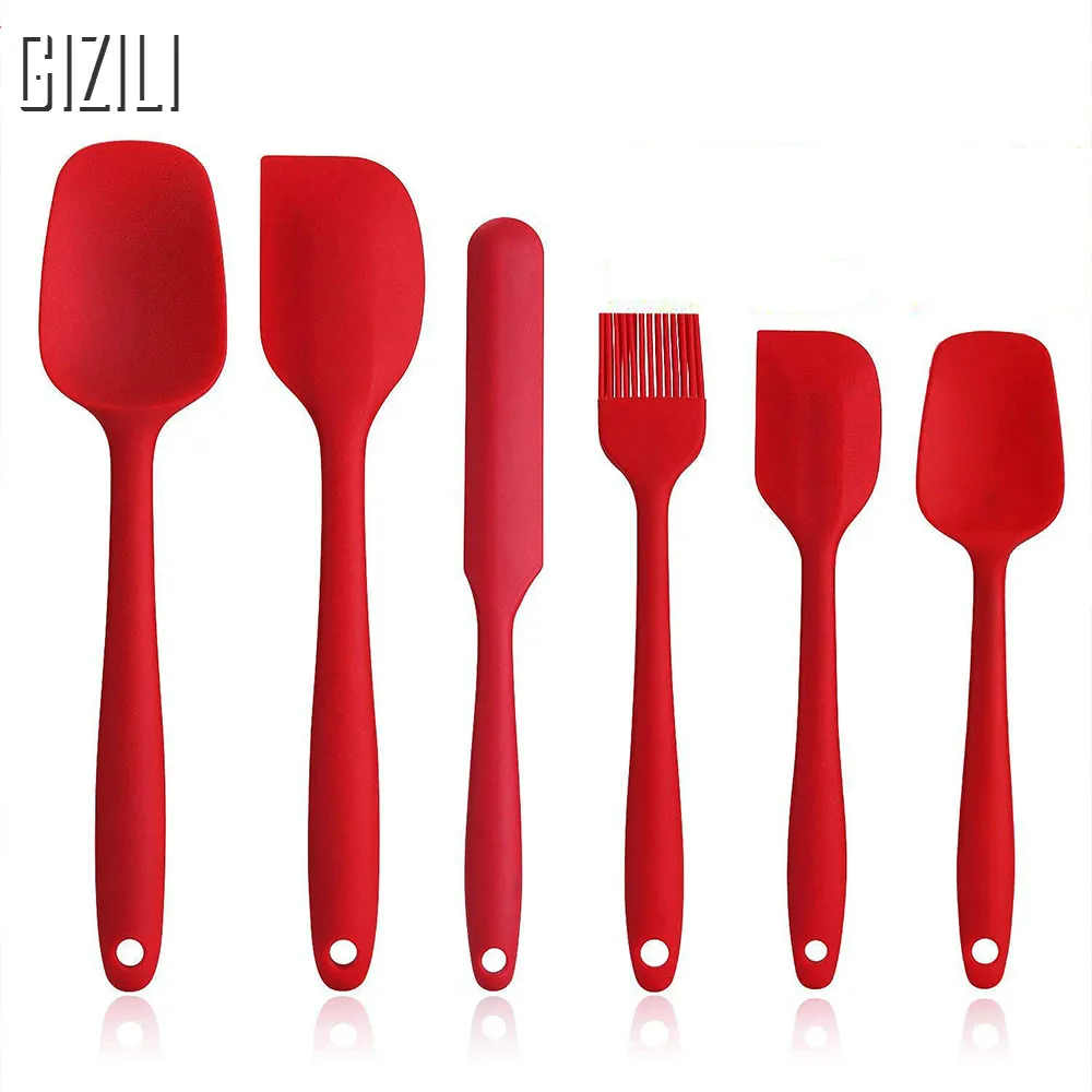 

6 шт. силиконовые наборы для лопаток Пособия по кулинарии посуда скребок для инструментов ложка Мягкая силиконовая кисть для выпечки и Посо...