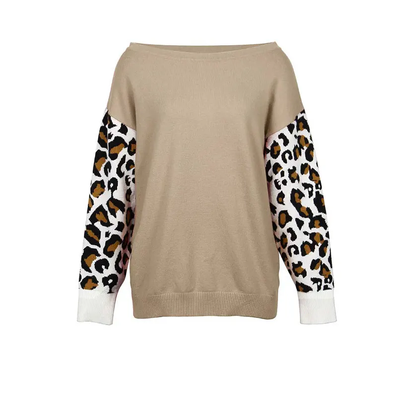 

2020 Autumn Winter Sexy Off Shoulder Sweater Women Leopard Sweater Ladies Knitted Pullovers Female Warm Thick Jumper Female