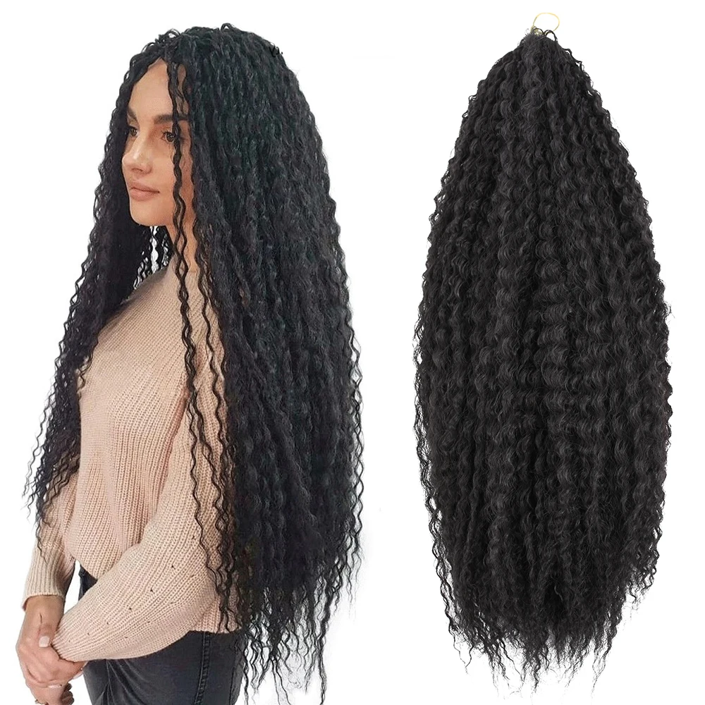 

20inch Afro Kinky Curly Crochet Braids Synthetic Ombre Braiding Hair Extensions Brazilian Marly Braid For Women Black 613