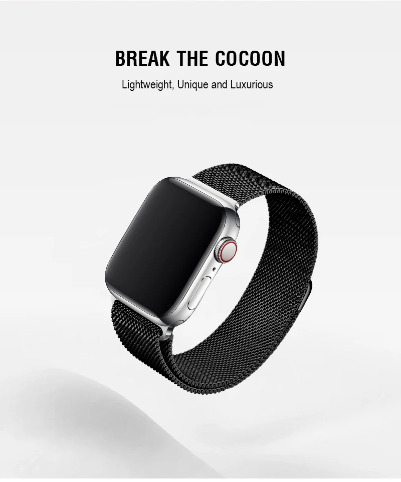 Черный ремешок для Apple Watch Series 4, 5, 40, 44 мм, Миланская петля, магнитный металлический ремешок, браслет 38, 42 мм для Iwatch 2