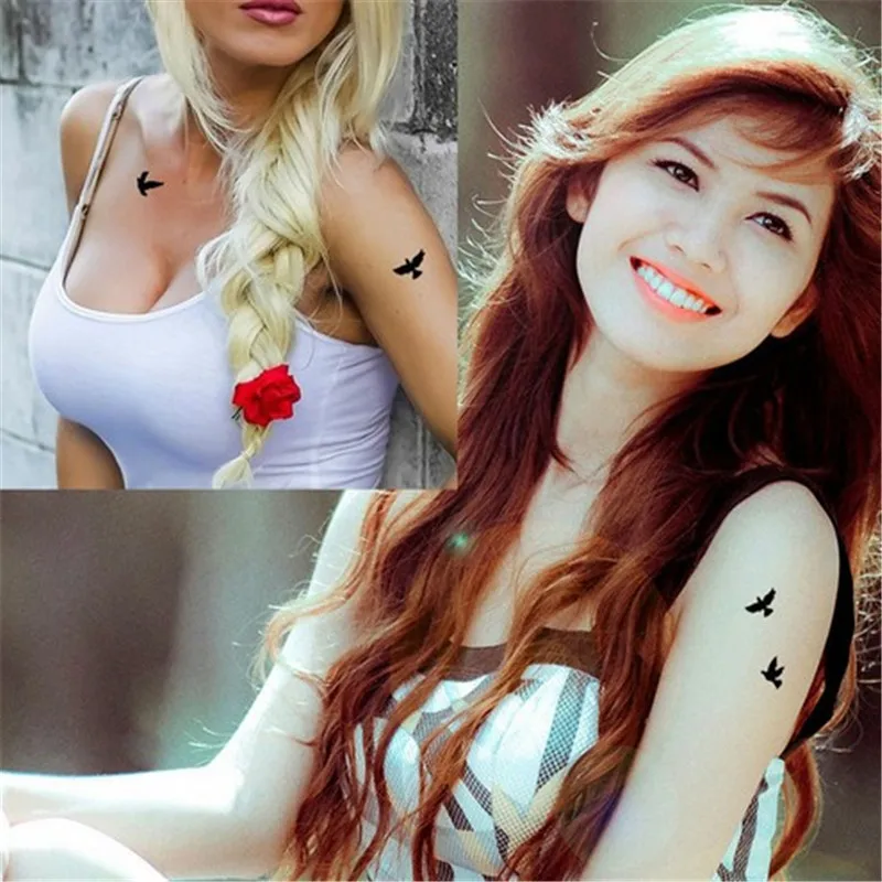 Тату наклейка в виде птицы одноразовая летающая птица водостойкая прозрачная