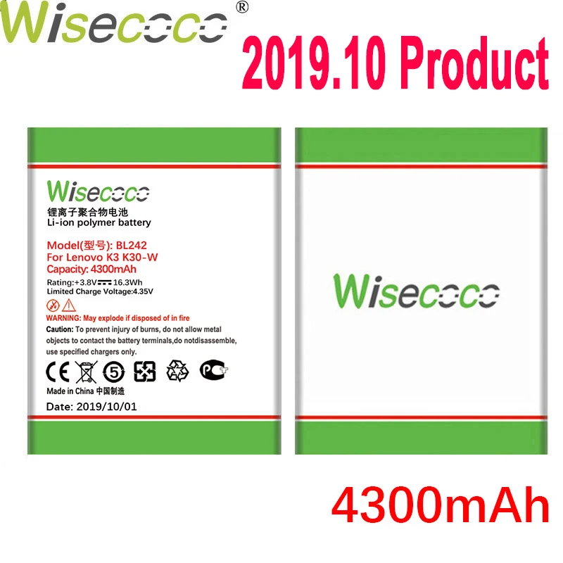 WISECOCO 4300 мАч BL242 Батарея для lenovo K3 K30-W K30-T A6000 A3860 A3580 A3900 A6010 A6010 Plus чехол мобильного телефона+ номер для отслеживания