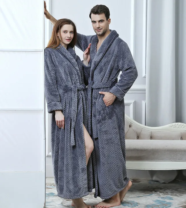 Толстые махровые халаты для мужчин, теплые и мягкие, длина до колена, мужские банные халаты для спа, большие и высокие, легкие, ouc375B от AliExpress RU&CIS NEW