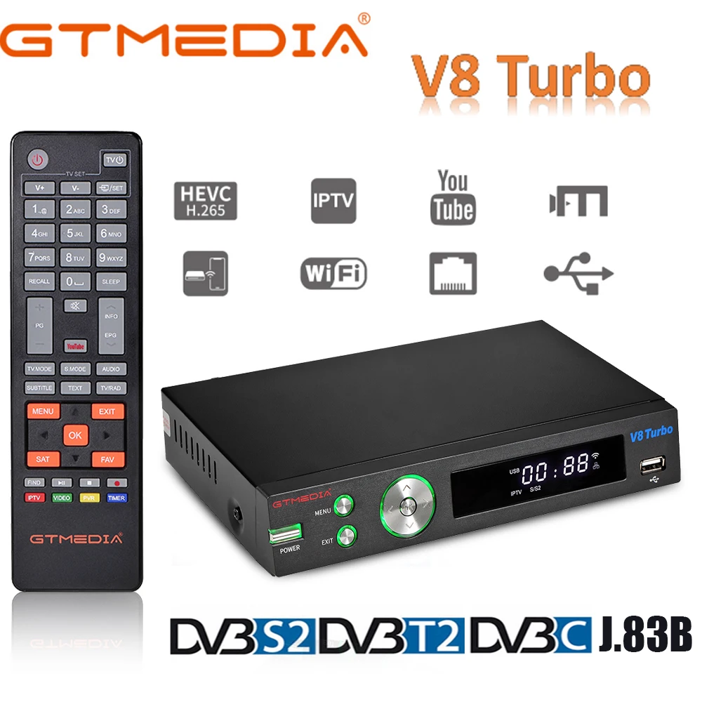 Новый ТВ-декодер GTMedia V8 Turbo DVB-S2/S2X DVB-T2 DVB-C Europe Испания Италия Португалия