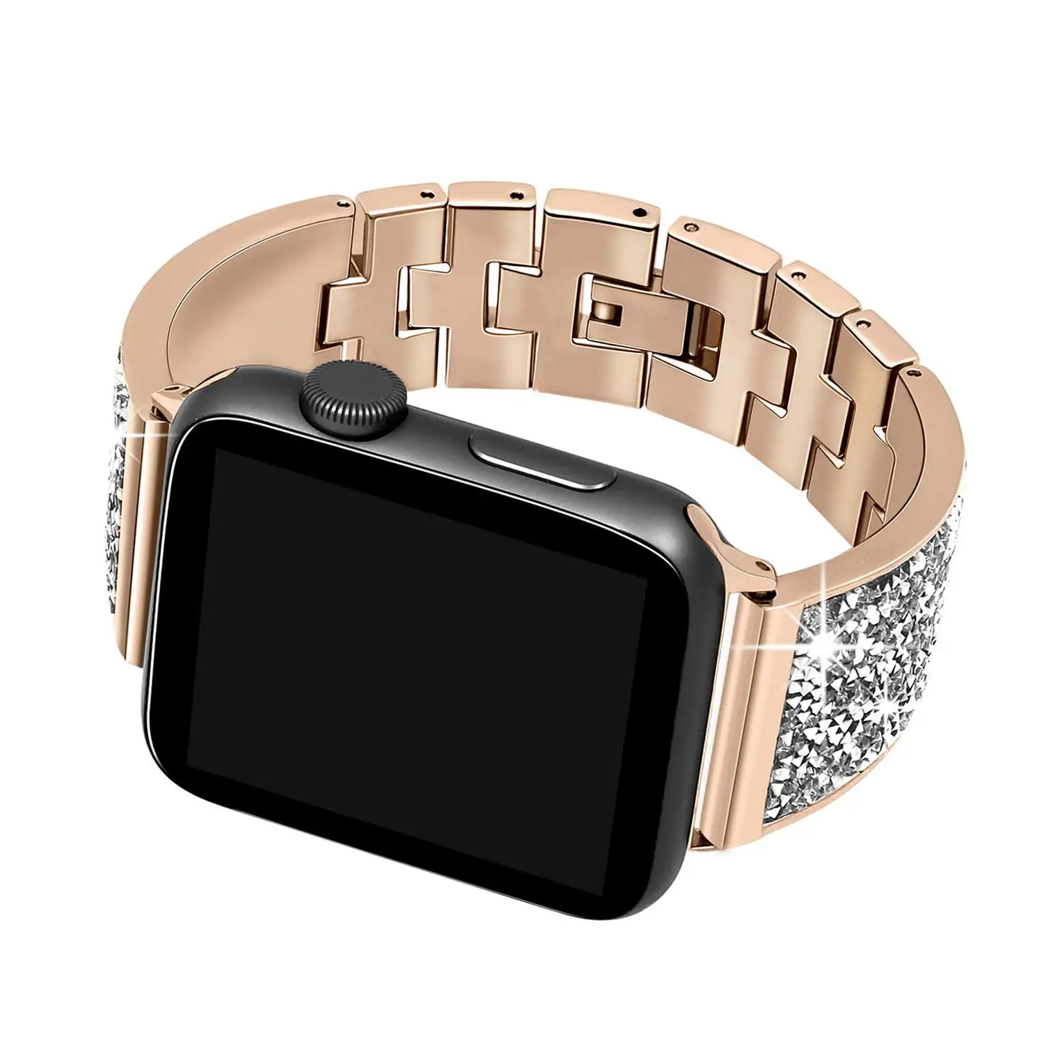 Роскошный Алмазный ремешок для apple watch 38 мм 42 мм 40 мм 44 мм серия 5 4 3 защитный чехол для iwatch браслет из нержавеющей стали