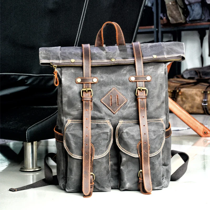 Винтажный вощеный холщовый рюкзак для альпинизма многофункциональный активного