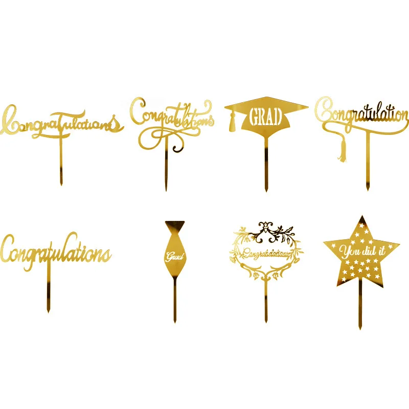 

Graduation Hat Acrylic Cake Toppers Gold Graduations Cake Baking Decor for University Students Graduations Party Cake Decoration