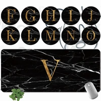 easy to clean and large size mouse mat 30x60cm 30x80cm pu leather black marble letter printing series anti slip gaming mouse pad