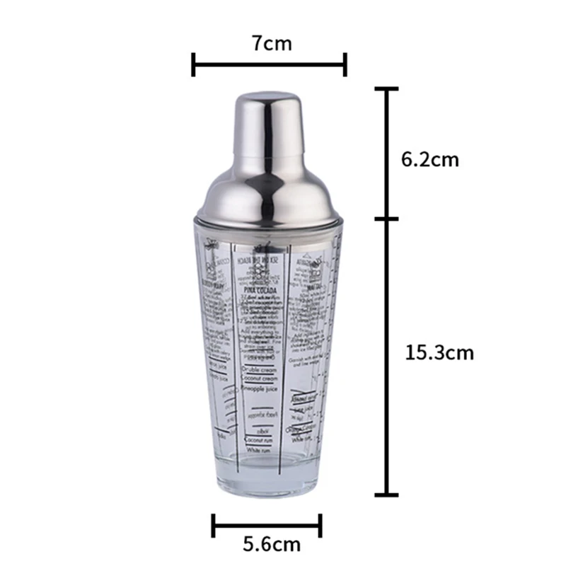 Новый стеклянный шейкер для коктейля из нержавеющей стали шкала формула мартини