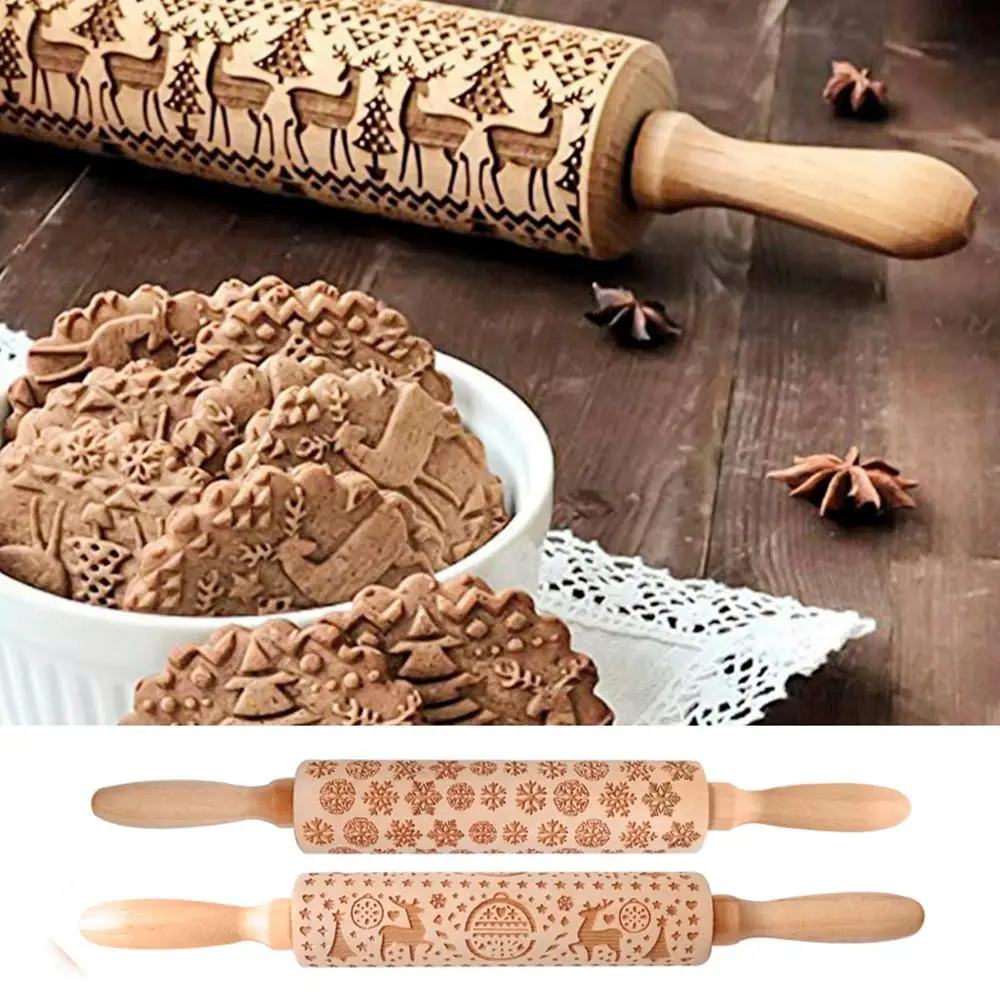 Рождественский олень с деревянным принтом Скалка DIY украшения для дома