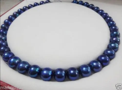 

HABITOO 18''Genuine 10-11mm Dark BLUE South Sea Pearl Necklace SILVERY CLASP Jewelry Chains Necklace for Woman Choker Necklaces