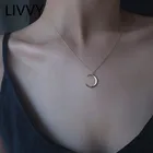 Минималистичное серебряное ожерелье с подвеской в виде Луны LIVVY, креативный дизайн, простые модные украшения для дня рождения вечерние НКИ, подарки