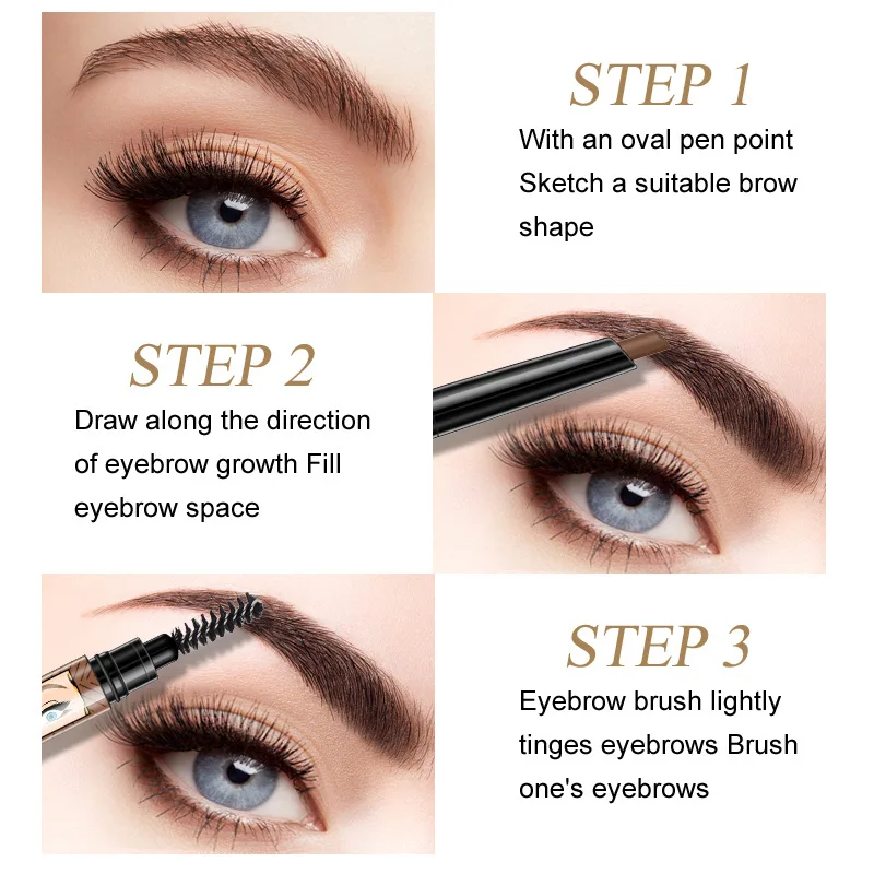 3 шт./лот карандаш для бровей с двойной головкой водостойкий простой в форме