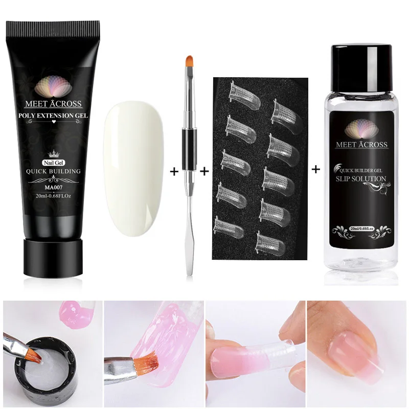 Быстро удлиняющийся полиуф-гель MEET ACROSS 20 мл прозрачный розовый Гель-лак для