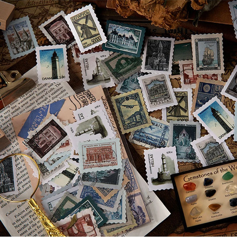 

Vintage Stamp Sticker Scrapbooking Seal Creative DIY Diary Journal Decorative Adhesive Paper Label Stationery Supplies