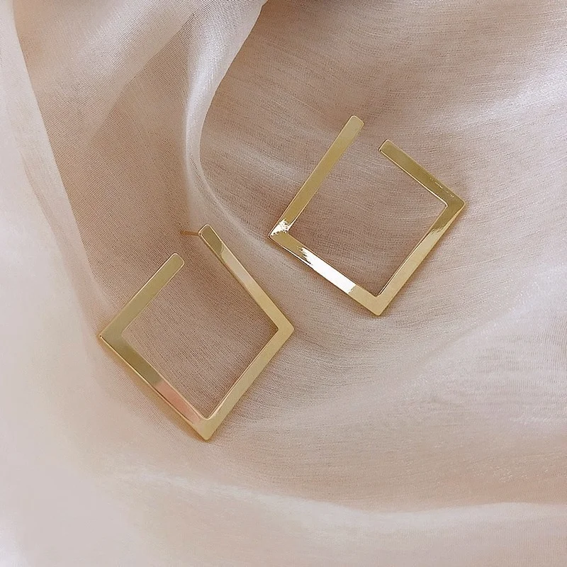 

Retro Set Exaggeration Korean Fashion Cute Square Jewelry for Women 2021 Dangle Earrings Piercing Accessories for Women