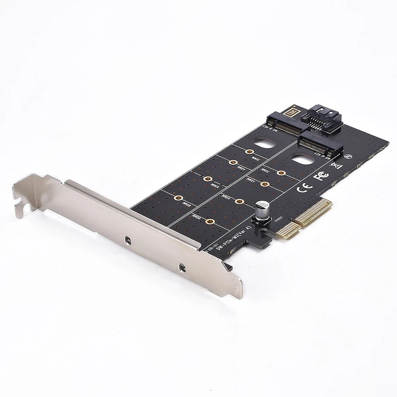 Двойной M.2 Адаптерная плата Pcie M2 Ssd Nvme (M) или Sata (ключ B) 22110 2280 2260 2242 2230 к Pci-E 3 0X4