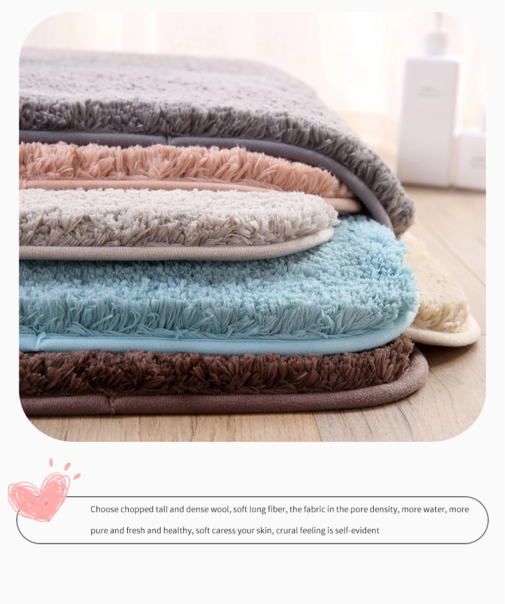 Современный однотонный ковер плотный нескользящий коврик для ванной комнаты