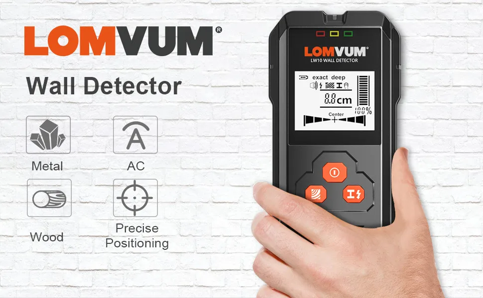 LOMVUM металлоискатель детектор электропроводки настенный детектор кабель Профессиональный AC напряжение медь Дерево Обнаружение сканеры стен Многофункциональный