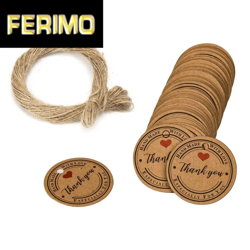 100 шт. крафт бумажные бирки для подарков 1 2 дюймов ремесло бирка с строка спасибо