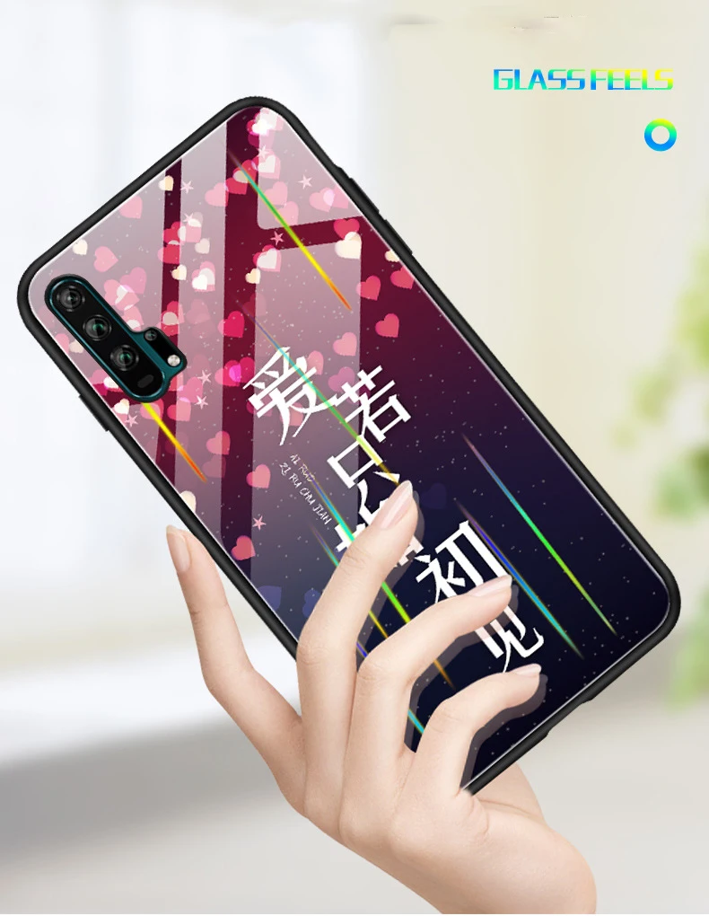 Для huawei P30 Pro P20 Lite Nova 5i 4e 3 3i Коврики 20 20X Honor 20 V20 9X чехол лазерный световой закаленное Стекло светящийся чехол с ночным мотивом