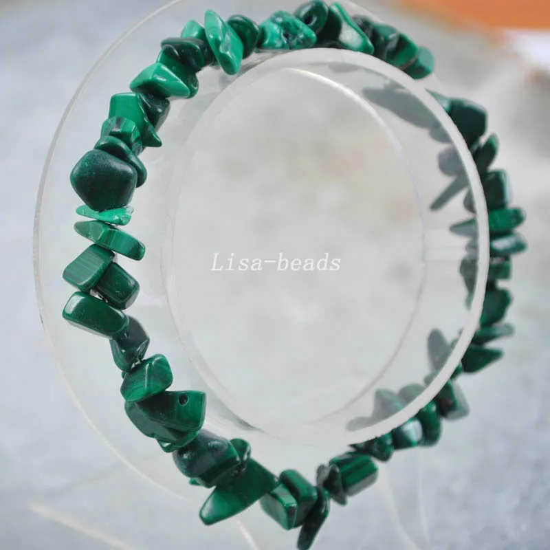 Green Malachite Браслет ювелирный подарок для женщин девушек натуральный камень чип бусины браслет Кристалл Опал Сердолик Lapis шнур стрейч " 1 шт - Окраска металла: Green Malachite