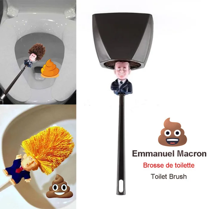 Emanuel Macron President, набор кистей для унитаза с изображением героев мультфильмов, без мертвых углов, туалетная щетка для мытья, WWO66