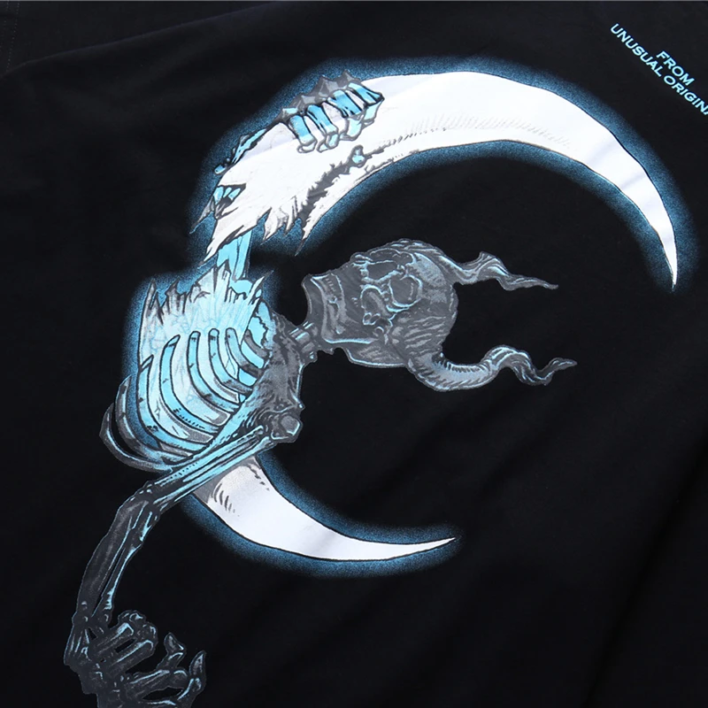 

Men's Street T Shirt Lightning Skull Moon Cotton T-Shirt New Summer Men Short Sleeve High Quality Tees Shirts