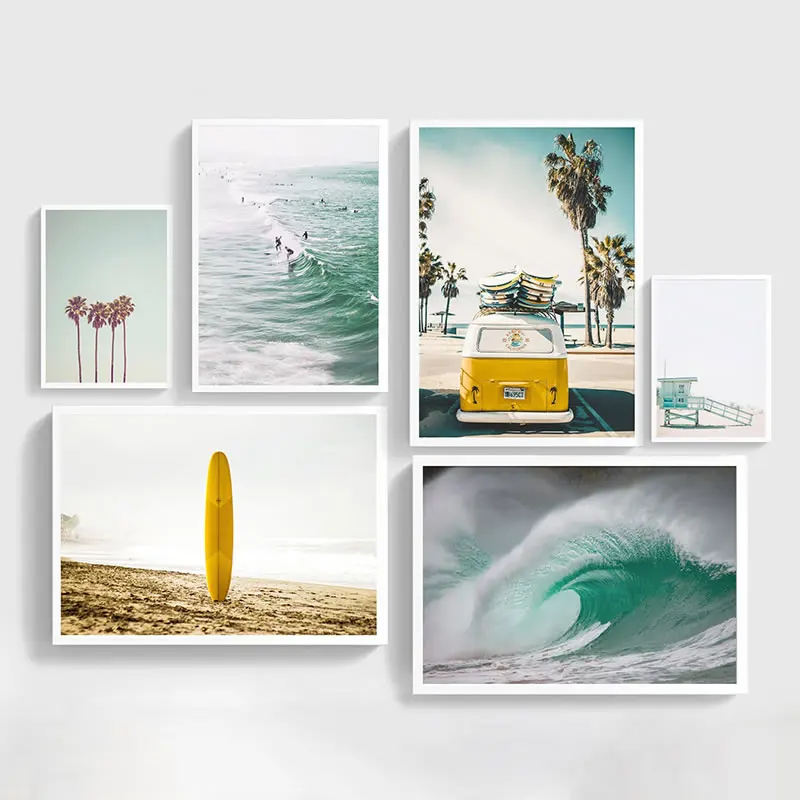 Nordic Стиль пляж Wall Art California Beach холст картины Ocean Плакаты и принты украшения для