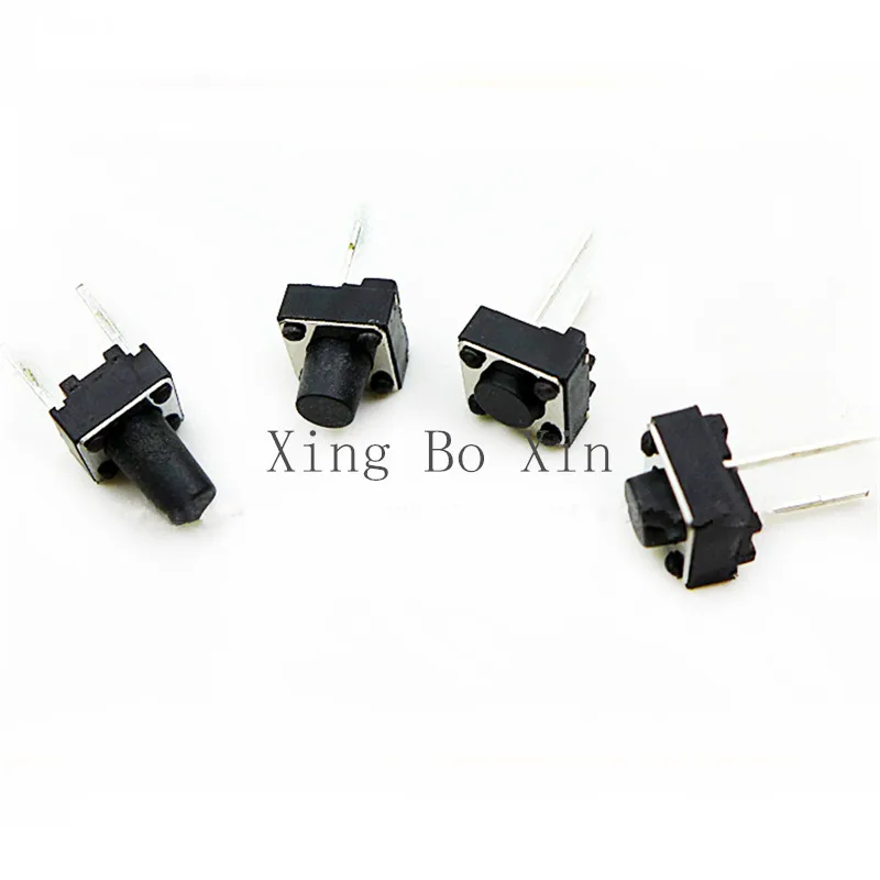 

1000pcs 6*6*4.3h 5mm 6mm 7mm 9mm 10mm 12mm 2PIN 6*6 push button switch microswitch Tact Switch horizontal type 6X6X5H