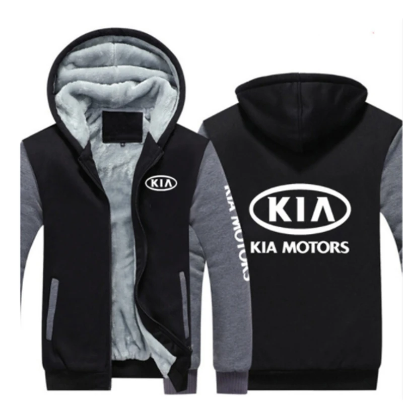 

Зимние толстовки с капюшоном KIA с принтом логотипа автомобиля, утепленная флисовая куртка на молнии в стиле Харадзюку, Спортивная мужская х...
