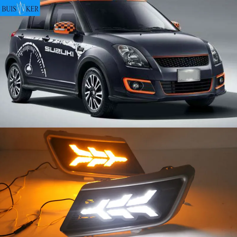 1 набор Автомобильный светодиодный DRL Габаритные огни для Suzuki Swift 2013 2016 с желтым