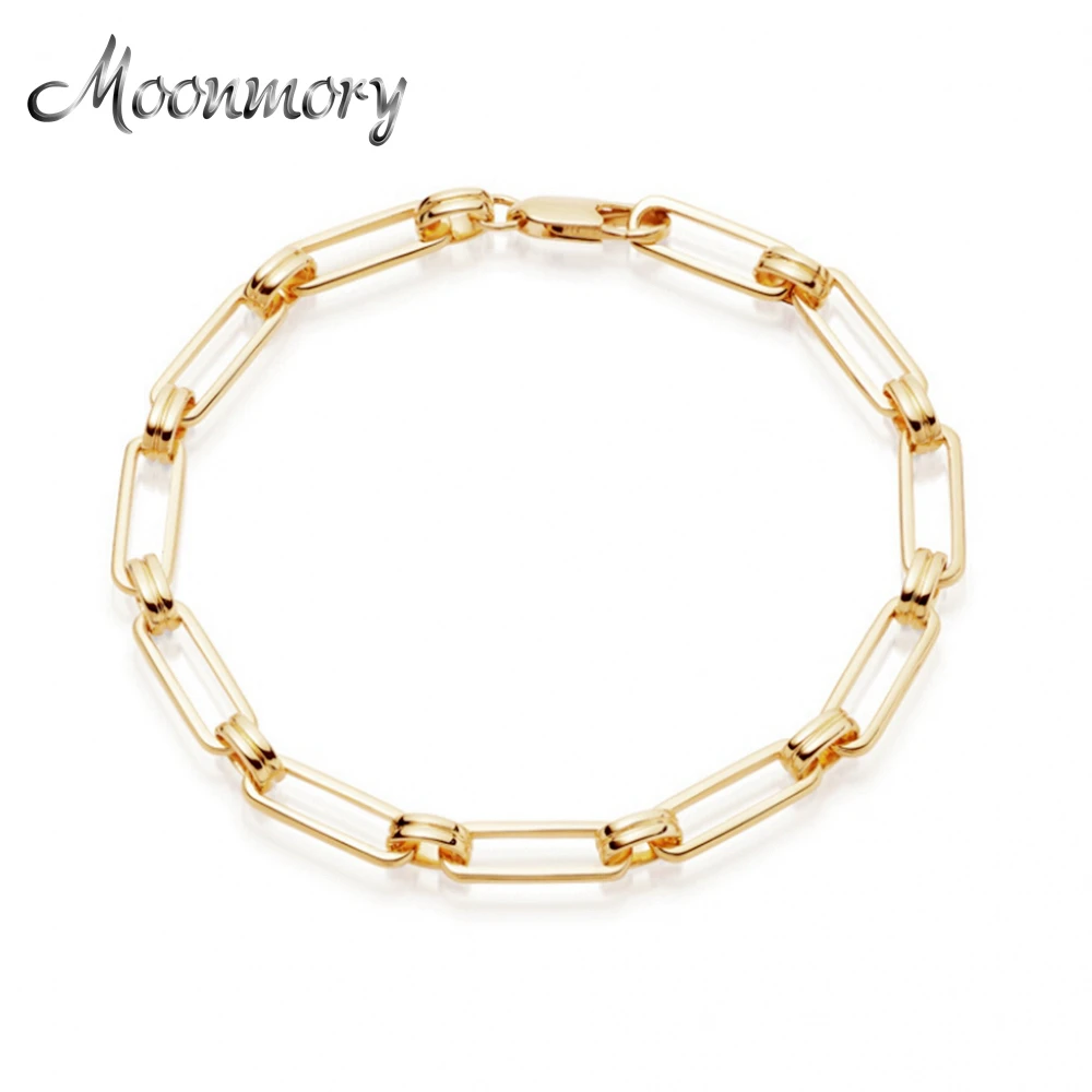 Женский браслет цепочка Moonmory из стерлингового серебра 925 пробы с застежкой на