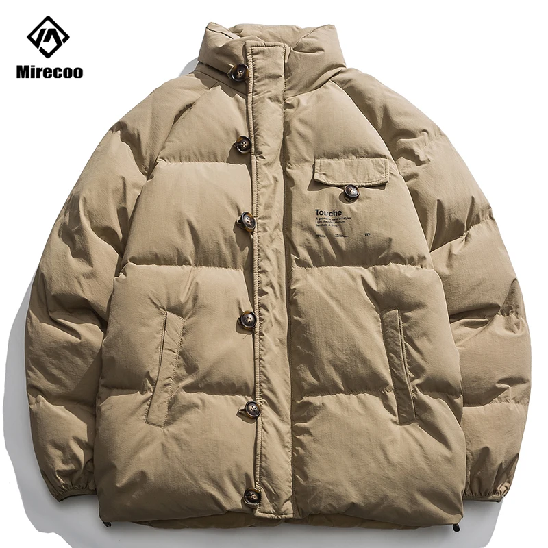 Пуховик мужской зимний однотонная парка бомбер пуховик в стиле Харадзюку