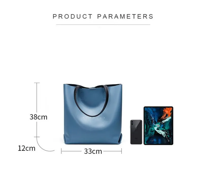

2021 New Color Contrast Genuine Leather Women Bucket Bag Fashion Versatile Cowhide Leather Lady Tote Bag